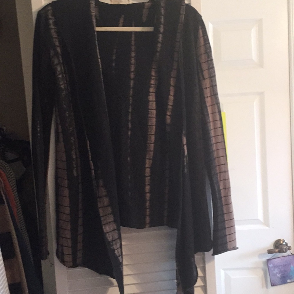 Tie die hooded sweatshirt cardigan